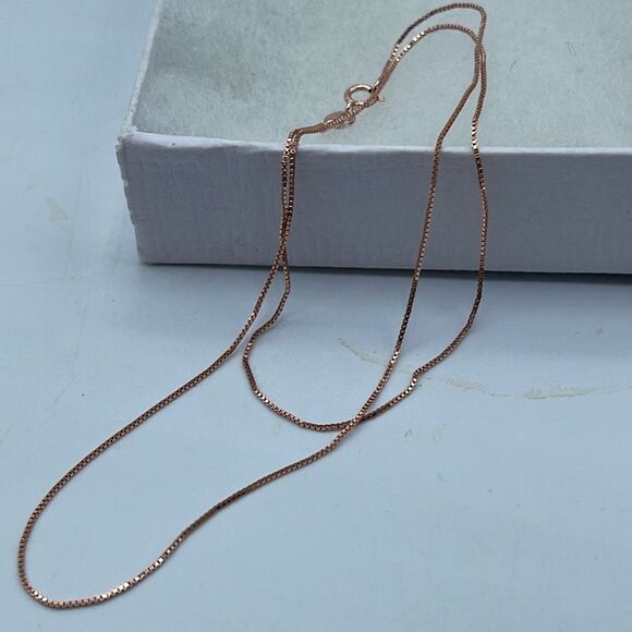 NWT 17” Rose Gold over sterling silver box chain. Delicate minimalist - Picture 1 of 7